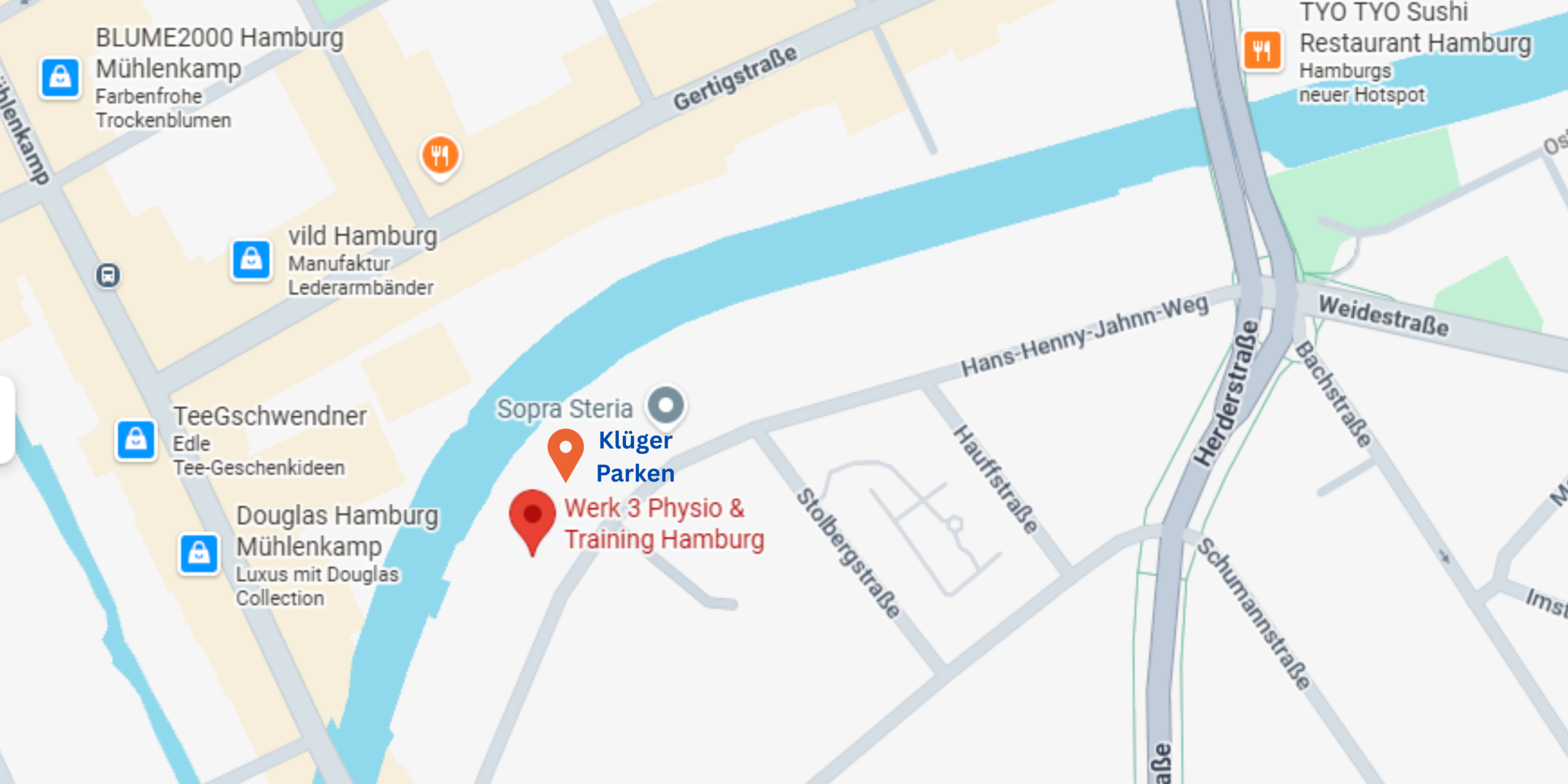 Werk 3 Physio & Training Google map link und parkplatz